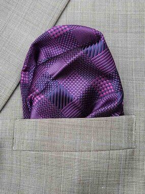 SW for Gascoigne Pocket Square Purple Blue Geometric Men's
